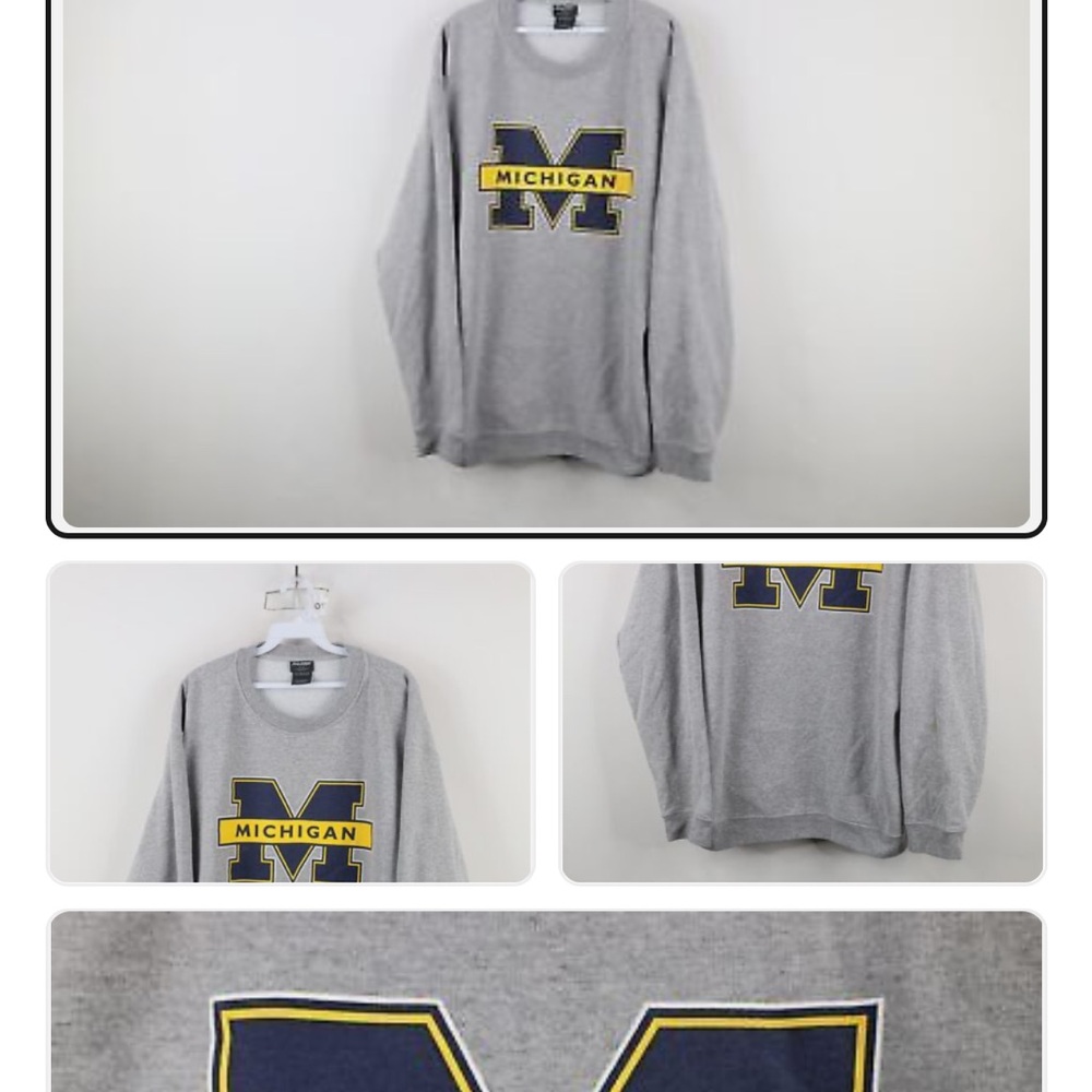 Vintage Mens XL Spell Out Block M University of Michigan Crewneck Sweatshirt